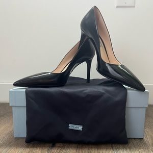 Prada Saffiano leather pointed-toe Pumps 38, 85mm